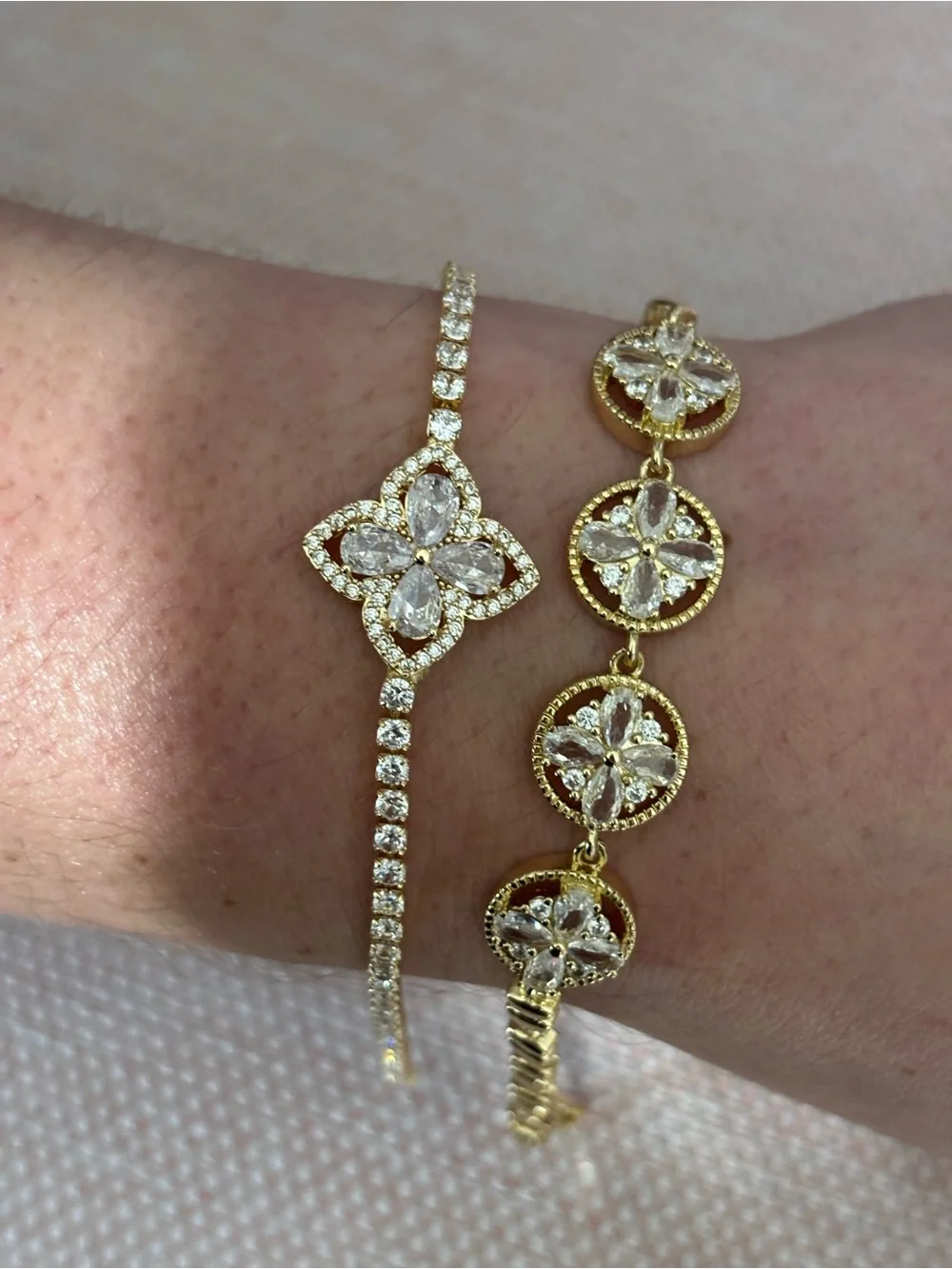 Elegant Gold Crystal Floral clover Bracelets - Women Jewelry
